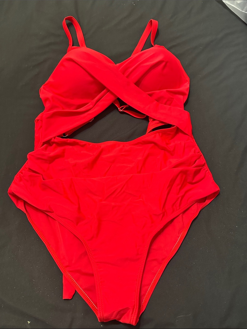 Red One-Piece Swimsuit with Twist Front